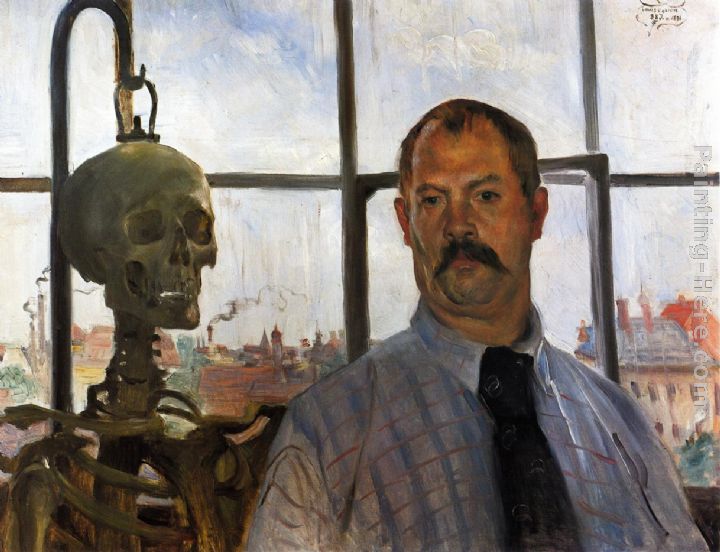Self Portrait with Skeleton painting - Lovis Corinth Self Portrait with Skeleton art painting